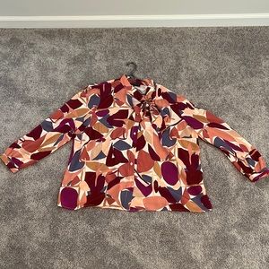 Exploded Print Tie Neck Blouse- NWT